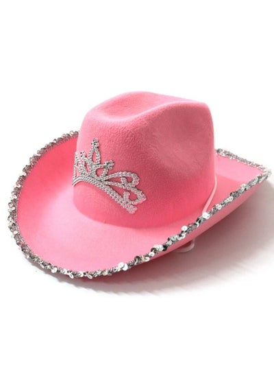 Buy Crown Cowboy Hat Pink for Adults and Kids Party Supplies Wedding Birthday in Saudi Arabia