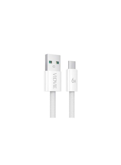 Buy Vidvie CB4011T Type-C Fast Charging Data Cable 6A - 120CM - White in Egypt