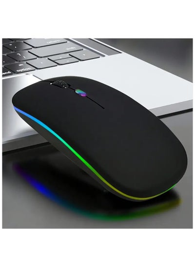 Buy LED Slim Dual Mode 2.4GHz  Silent Bluetooth Wireless Mouse Computer Mice with USB Receiver in Saudi Arabia