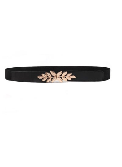 Buy Flower Elastic Decorative Belt Elastic Pearl Inlaid  Black in UAE