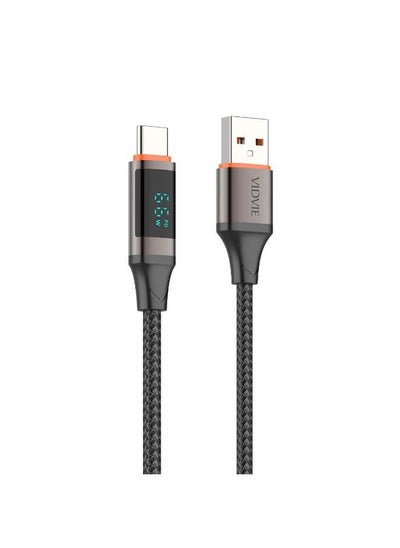 Buy Vidvie 66W Type-C Data Cable Charger with Digital Display Charging Power Display 1.2m in Egypt