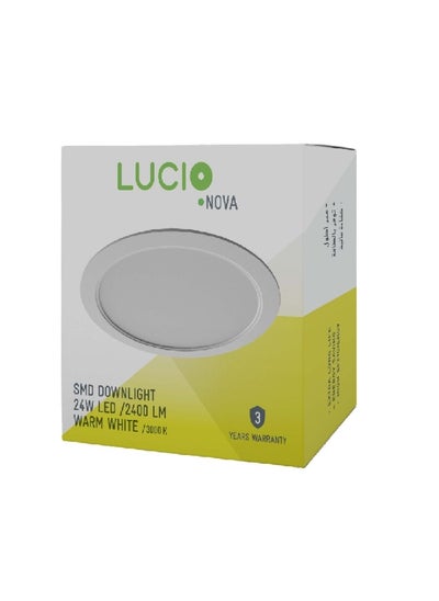 Buy 24W 2400-Lumens 3000K LED SMD Downlight Warm White 2.26 x 3.6 x 22.6 cm DR46d-24W-3000K in Saudi Arabia