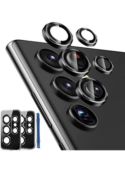 Buy Samsung Galaxy S23 Ultra Camera Lens Protector Accessories Cover Camera Screen Protector Tempered Glass for Samsung Galaxy S23 Ultra Aluminum Edge Metal Case Friendly, Black in UAE