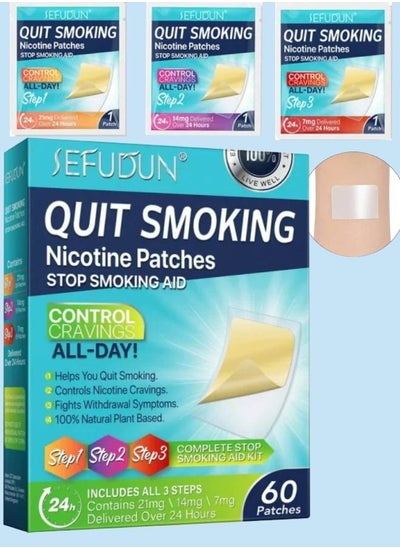 Buy 60 Pcs Quit Smoking Patches Helping Quit Patch Stop Smoking Aid Steps 1 Through 3 to Quit Smoking Help Craving Control and Clear Lung Invisible Nicotine Patches Natural Plant Stop Smoking Aid Kit in UAE