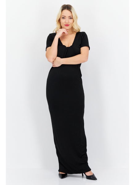 Buy Women Solid Maxi Casual Dress, Black in UAE