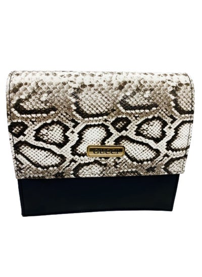 Buy Luxury women's leather bag, black color with snakeskin pattern in Egypt