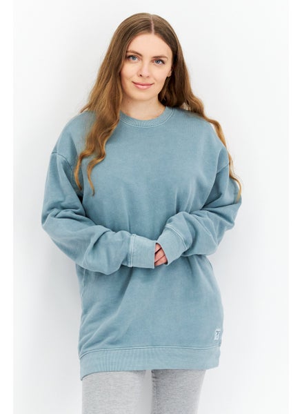 Buy Women Sportswear Fit Long Sleeves Outdoor Sweatshirt, Sage Blue in Saudi Arabia