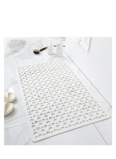 Buy Non-Slip Bath Mat, Soft TPE Shower Mat with Suction Cups and Drain Holes, Bathroom Anti-Slip Mat for Shower, Bathtub (75 * 43cm, White) in UAE