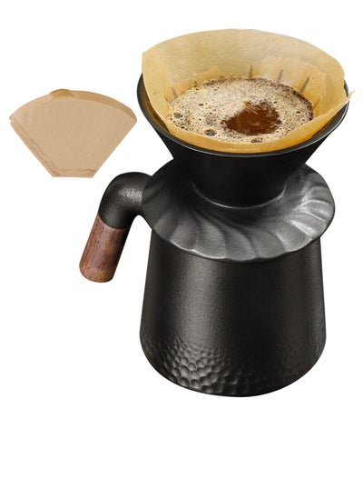 اشتري Pour Over Coffee Maker Set, House Pour Over Coffee Maker with Permanent 60° Angled V-Shaped Coffee Dripper Ceramic and 40 pcs Coffee Filter, Coffee Dripper Brewer, Dishwasher Safe for Home, Office في السعودية