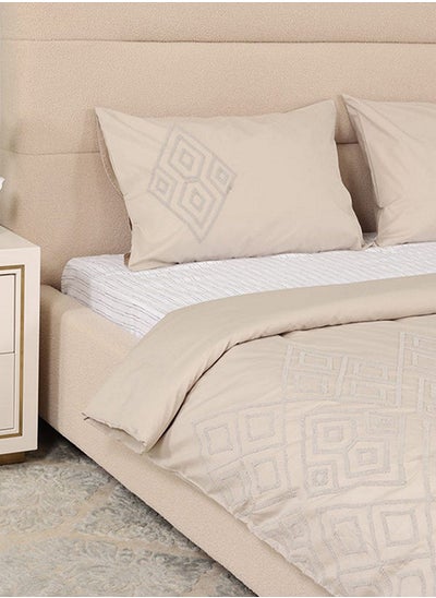 Buy Lithos 3-Piece Duvet Cover Set, Cream – 200 TC, 230x220 cm in UAE