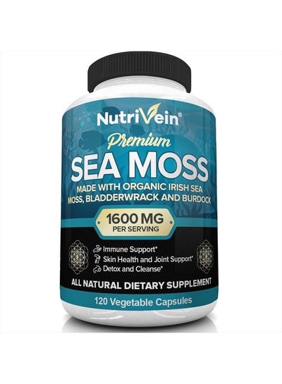 اشتري Organic Sea Moss 1600mg Plus Bladderwrack & Burdock - 120 Capsules - Prebiotic Super Food Boosts The Immune System & Digestive Health - Thyroid, Healthy Skin, Keto Detox, Gut, Joint Support في الامارات