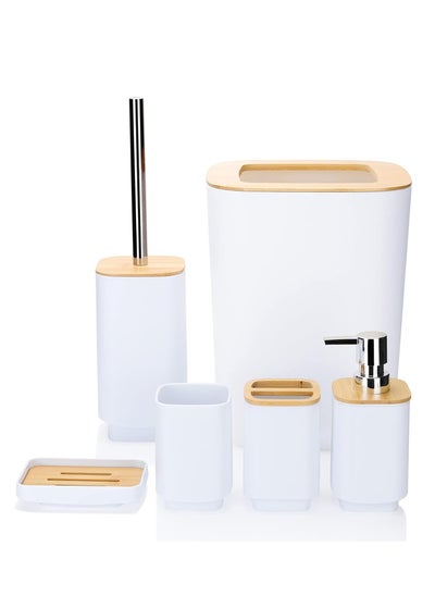 Buy 6-Piece Bathroom Accessories Set-White in Saudi Arabia