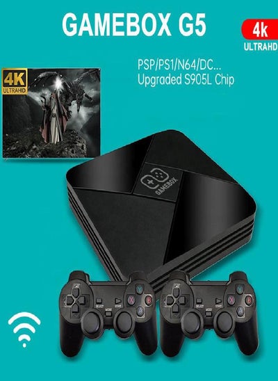 Buy US/EU Plug G5 2 In1 4K HD Video Game Console 64G 10000 Retro Classic Game Family Computer Android TV Box With Dual Controller in Saudi Arabia