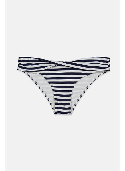 Buy Women 1 Pc Striped Bikini Bottom, Navy Combo in Saudi Arabia