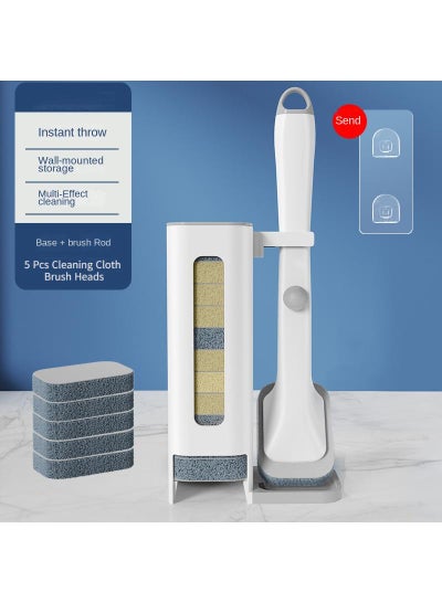Buy Multi Functional Disposable Pot Brush Automatic Addition Of Dishwashing Liquid Scouring Cloth Dishwashing Brush Kitchen Cleaning Brush With 5 Pcs Cleaning Cloth Brush Heads in Saudi Arabia
