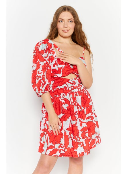 Buy Women Allover Print Mini Dress, Red Combo in Saudi Arabia