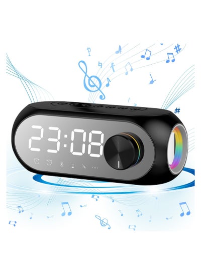 Buy Portable Bluetooth Speakers, Wireless Stereo Pairing Bluetooth Speaker, Mirror LED Display, Bluetooth, with Hands-Free Playback, Portable Design,Small Speaker for Travel,Outdoors,Party Black in Saudi Arabia