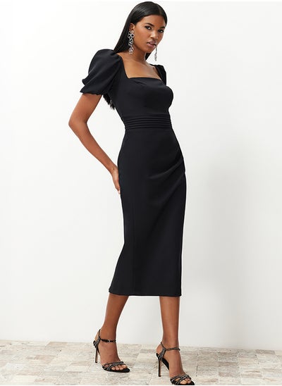 Buy Black Waist Detail Body Fitted Woven Dress TPRSS24EL00158 in Egypt