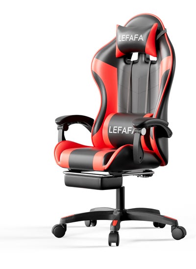 Buy Gaming Chair with Footrest, Computer Ergonomic Video Game Chair with Headrest and Lumbar Support, High Back Swivel Task Chair, Gamer Chair Racing Style for Adults Teens(Red) in Saudi Arabia