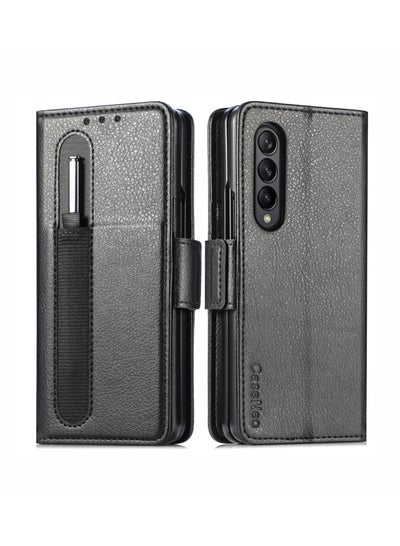 Buy For Samsung Galaxy Z Fold 4 Case with S Pen Holder, PU Leather Flip Wallet Shockproof Phone Cover Galaxy Z Fold 4 5G in Saudi Arabia