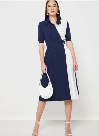 Buy Colorblock Wrap Dress in Saudi Arabia