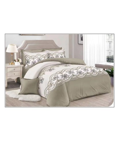 اشتري 6-Pieces Glace Cotton Printed Fancy Comforters Set Fixed duvet, fitted bedsheets and pillowcase King Size F36 في الامارات