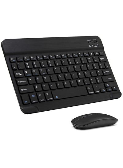 Buy Ultra-Slim Bluetooth Combo Rechargeable Portable Wireless Keyboard And Mouse Set For Apple IPad IPhone IOS 13 Samsung Tablet Phone Smartphone Android Windows Black in UAE