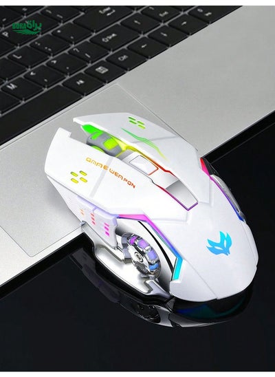 Buy 1pc 2.4g Wireless Rechargeable & Silent Gaming Mouse With Type-c Charging Port, Rainbow Backlit, Suitable For Office, Esports, Home Use, Compatible With Laptop & Desktop Computers in Saudi Arabia