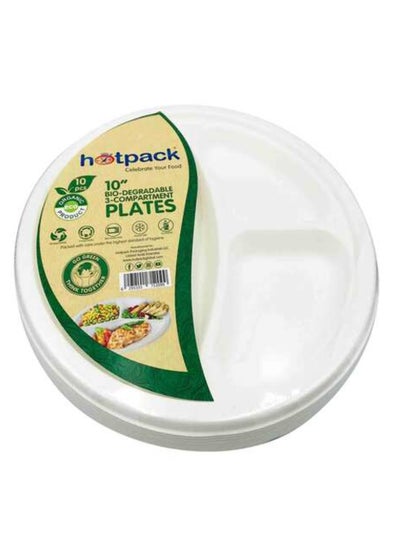 Buy Bio-degradable Plate 3 Divider 10''10 Pieces in Saudi Arabia