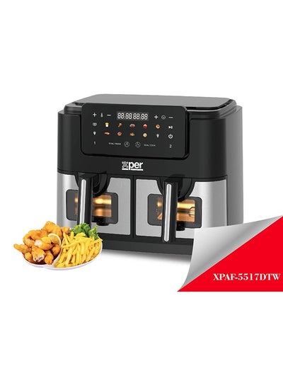 Buy Xper Air Fryer, Dual Drawer with Viewing Window, 2600 Watts, 10 Liters - XPAF-5517DTW in Saudi Arabia