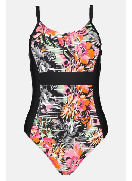 اشتري Women Printed Lightly Padded One Piece Swimsuit, Black Combo في الامارات