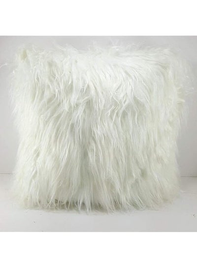 Buy Manufactured Fur Pillow With Filling Size 40 By 40 Cm White Color Polyester in Saudi Arabia