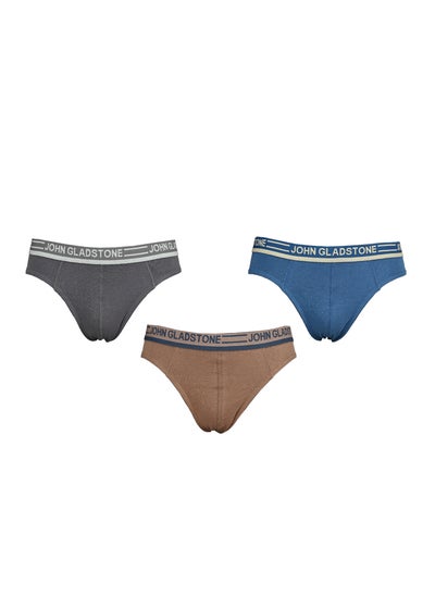 Buy John Gladstone Men's Cotton Outer Elastic Brief - 3 Pack in UAE