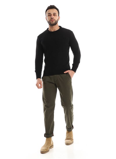 اشتري Long Sleeves Plain Black Knitted Pullover في مصر