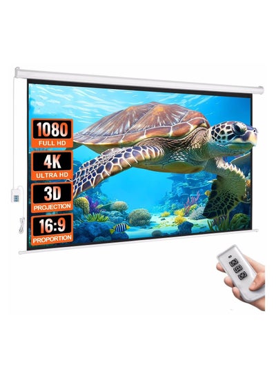 Buy 84-100-120 Inch 16:9 Wall Mount Electric Projector Screen Motorized Projection Curtain with Remote Control For Business/School/Office/Meeting in UAE