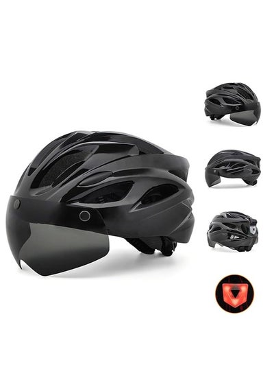 Buy Adult bicycle helmet, adjustable mountain riding safety helmet with detachable magnetic goggles, suitable for both men and women，black in Saudi Arabia