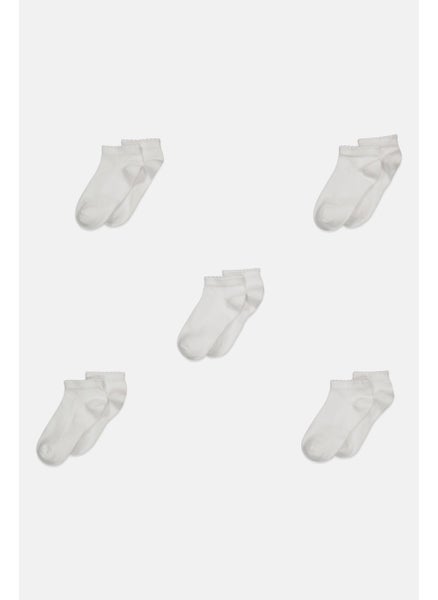 Buy Kids Girl 5 Pair Ankle Socks, White in UAE