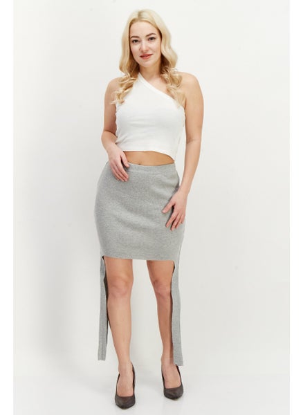 Buy Women Ribbed Mini Skirt, Grey in UAE