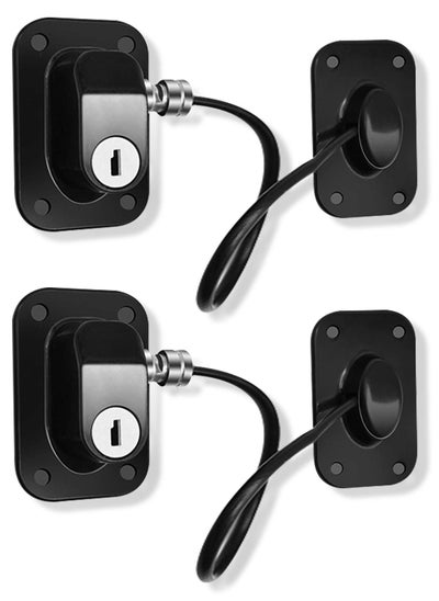 Buy Refrigerator Lock with Key Self-adhesive Freezer Door Drawer Lock Without Punching Child Safety Lock Furniture Sliding Window Limiter Mini Anti-theft Lock (2 Pieces, Black) in UAE