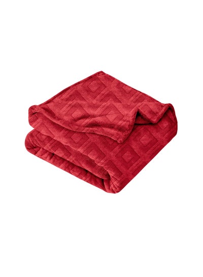 Buy Premium Quality Long Lasting Super Soft Easy Care Foldable Light Weight Washable Fluffier Silky Plain Microfiber King Size Bed Blanket Red in UAE