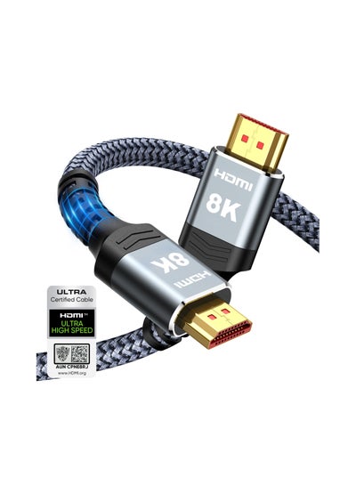 اشتري SYOSI 8K HDMI Cable 48Gbps 6.6FT/2M, Certified Ultra High Speed HDMI® Cable Braided Cord-4K@120Hz 8K@60Hz, DTS:X, HDCP 2.2 & 2.3, HDR 10 Compatible with Roku TV/PS5/HDTV/Blu-ray في الامارات