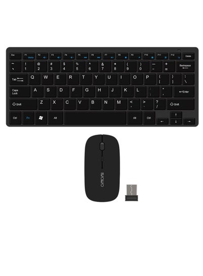 اشتري 2.4Ghz Wireless Keyboard & Mouse Combo, Ultra Thin Portable Keyboard with USB Receiver Compatible with Computer, Office Laptop, Desktop, PC, Mac, And For Windows XP/Vista/7/8/10, OS/Android - Black في الامارات