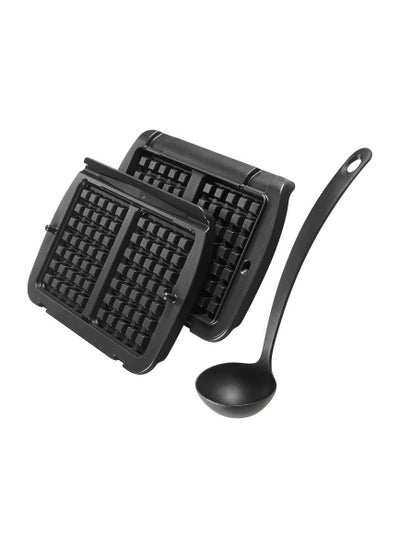 اشتري Tefal OptiGrill XA7248 Waffle Plates x 2 With Ladle Included Suitable For OptiGrill+ and Elite Models Non-stick Coating  Black في الامارات