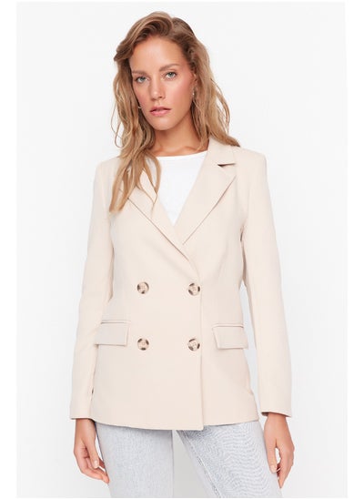 Buy Beige Regular Lined Double Breasted Blazer with Closure TWOSS21CE0107 in Egypt