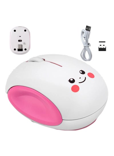 اشتري Wireless Mouse, 2.4Ghz Cute Smiley Bun Egg Shape Cartoon Silent Computer 1600dpi Quiet Portable Mobile Optical Travel Mute Cordless Mouse for Notebook Kid Gift في الامارات