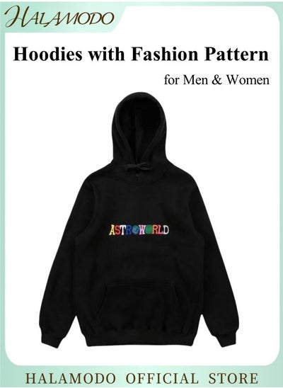 Buy Unisex Hoodies Long-Sleeved Printed Tops Casual Sweatshirts of Soft Cotton Sportswear Fashion Youth Pullovers with Drawstrings and Large Pockets for Daily Wear in Saudi Arabia