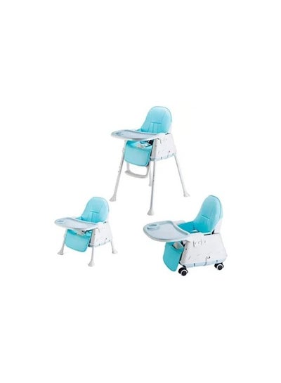 Buy Adjustable and Foldable Evolutionary Baby High Chair with Four Wheels  with Portable Folding Multifunctional Dining Table (blue) in Egypt