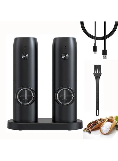 Buy Electric Salt and Pepper Grinder Set with USB Rechargeable Charging Base and Electric Pepper Mill Set in Saudi Arabia