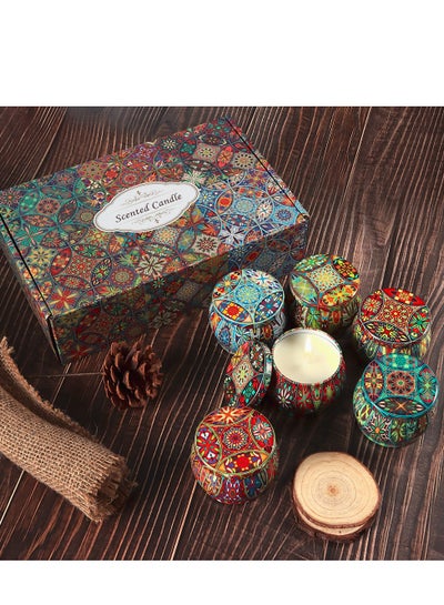 Buy Scented Candles Gift Set, 6pcs Travel Tin Candle Portable Relaxing Aromatherapy Candle Smokeless with Natural Soy Wax, Various Fragrances Jar Candles for Bath Yoga Sleep Festival Wedding Party Gifts in UAE