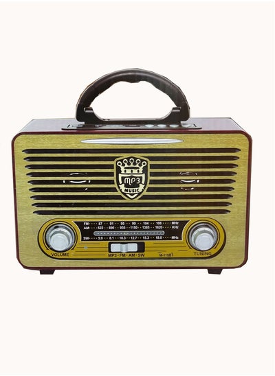 Buy Wooden Retro Wireless Bluetooth Speaker with SD Card U Disk FM Radio in UAE